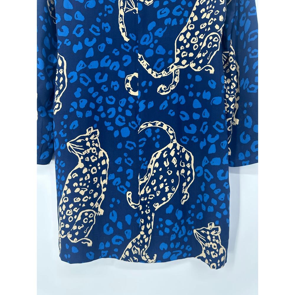 Lilly Pulitzer 100% Silk Tyra Leopard Print Long Puff Sleeve Shift Dress Mini - Picture 9 of 16